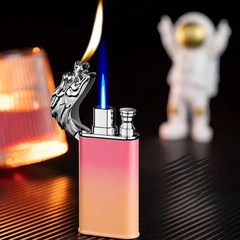 wholesale 2024 New hot selling Dragon head Double Fire flame Lighter Refillable cigarette lighter Gas lighter