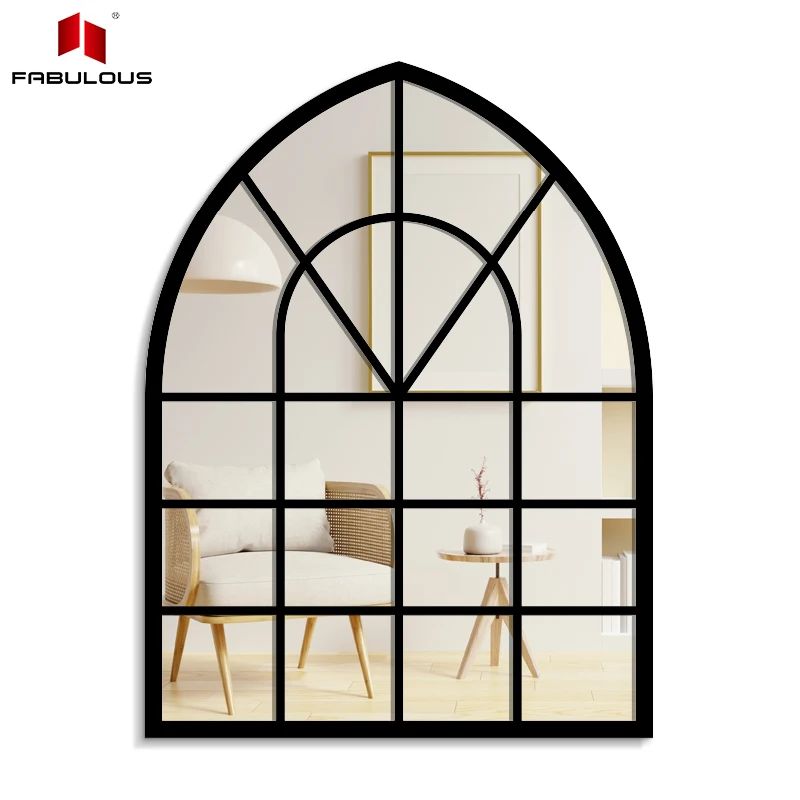 FABULOUS Rustic antique silver arch window frame hanging wall stands decorated acrylic window printing mirrors