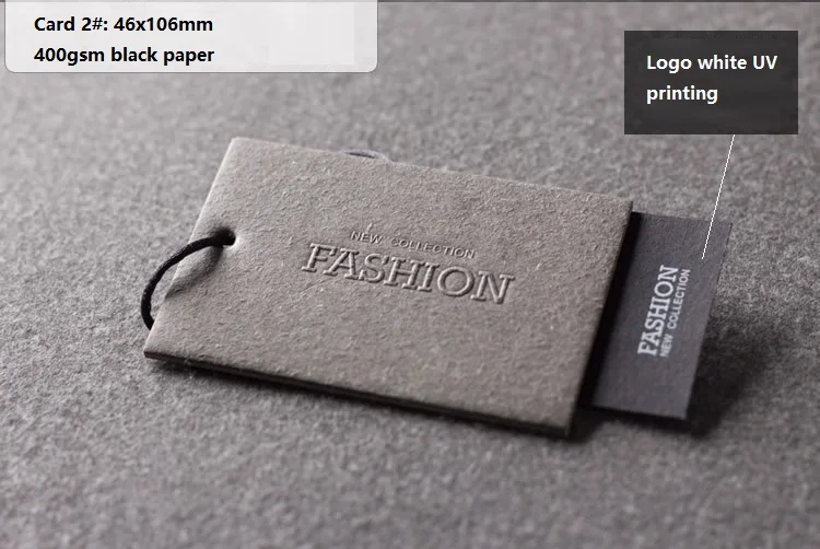 High Quality Custom Black Embossed UV Hang Tags for Clothing