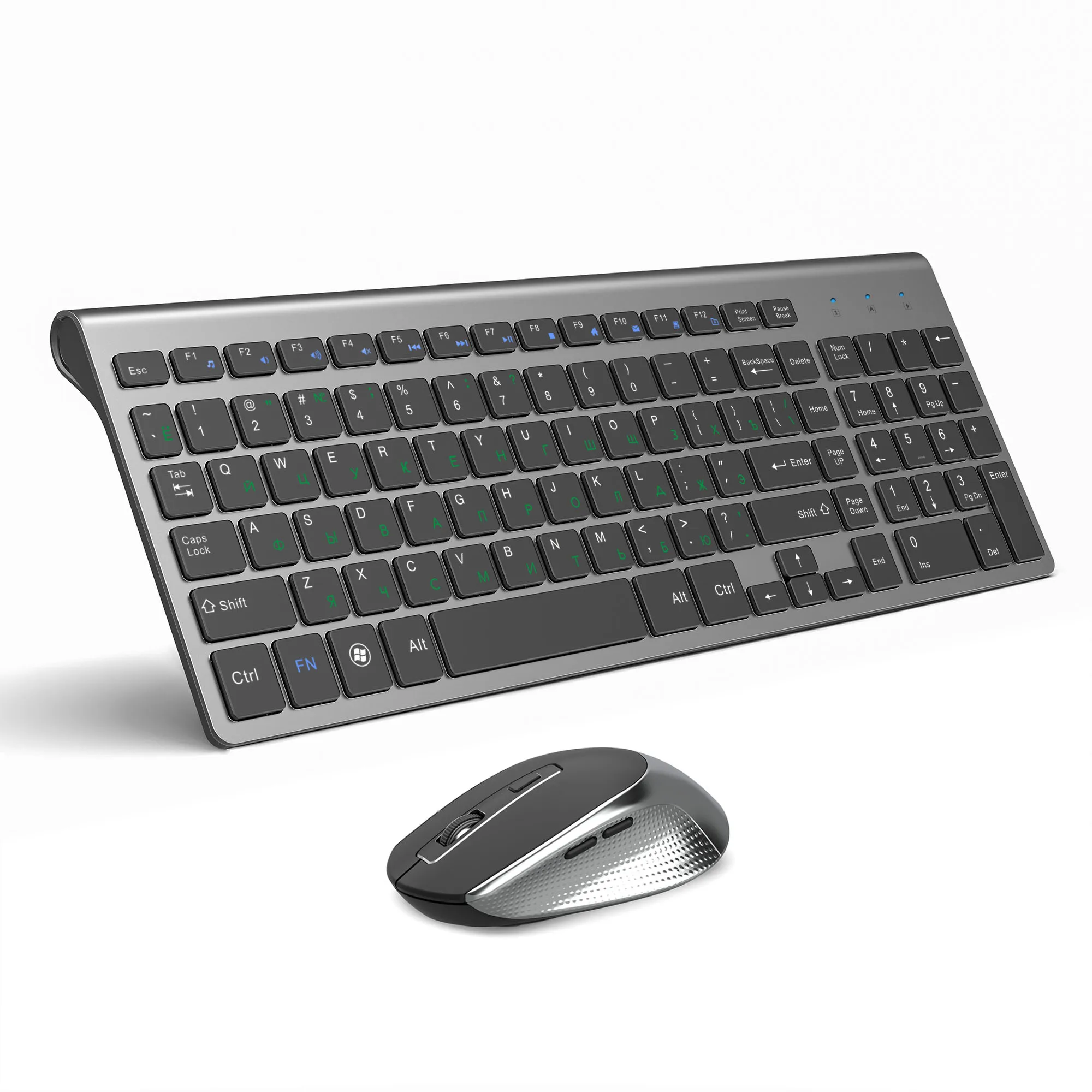 
Russian+US Wireless Keyboard Mouse Set Ergonomic Mouse PC Mause Silent Button Keyboard and Mouse Combo 2.4G for Laptop PC 