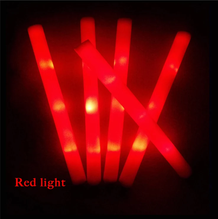 Custom OEM logo slogan Multi Color Wholesale Flashing Foam LED Light Foam Sticks Led Foam Glow Bar atmosphere fluorescent Stick