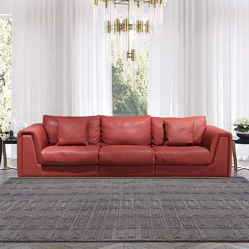 Modern red leather 3seater sofa cover