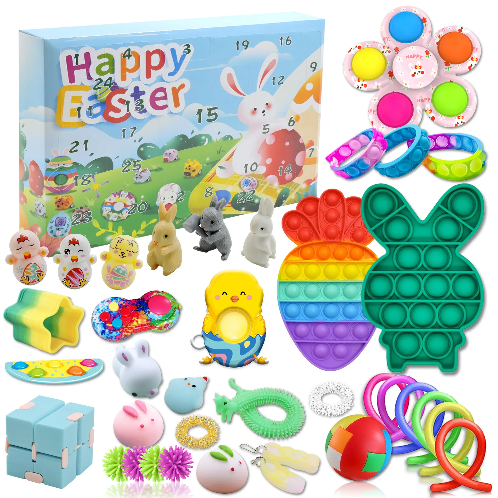 Surprise Kids Gift 24 Days Countdown Calendar Toys Set Cartoon Animal Egg Lucky Blind Box Fidget Advent Easter Calendar