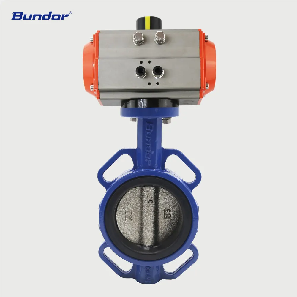 Bundor 4 Inch NBR Seat 150LB PN16 Wafer Type Pneumatic Butterfly Valve