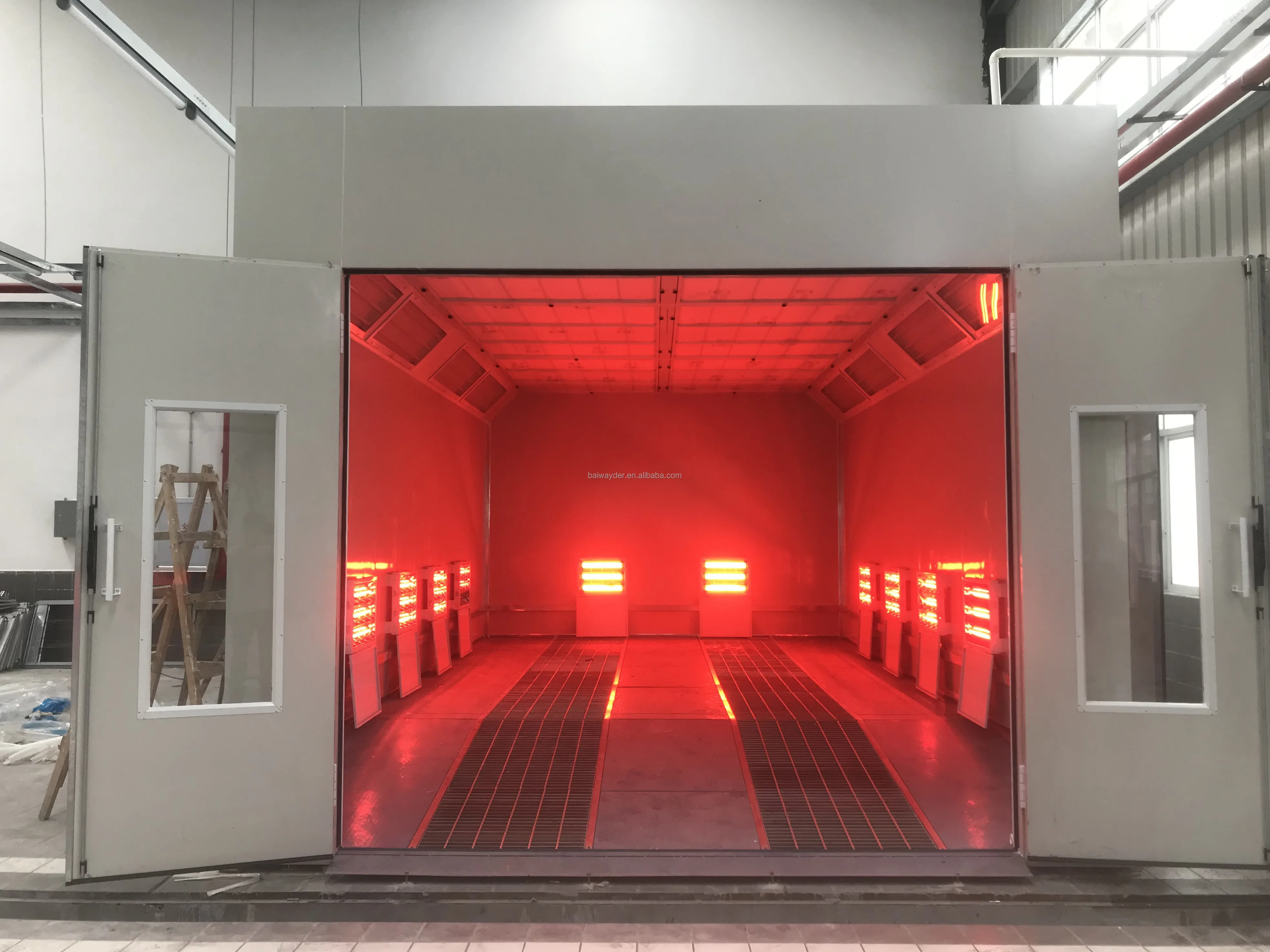 New Design High Quality customized COLOR 5.5kw Eps or Rock Wool or Pvc bench spray booth for Bus painting