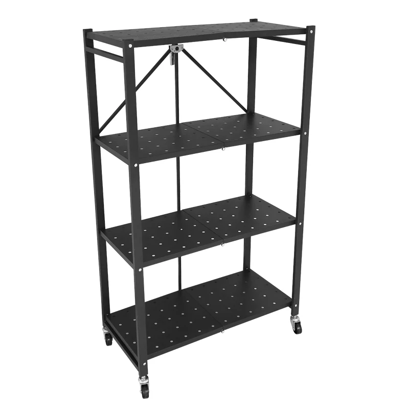 DSH Factory Supply Fold Shelf Storage Racks Metal Rolling High Quality Folding Shelf 3/4/5 Layers