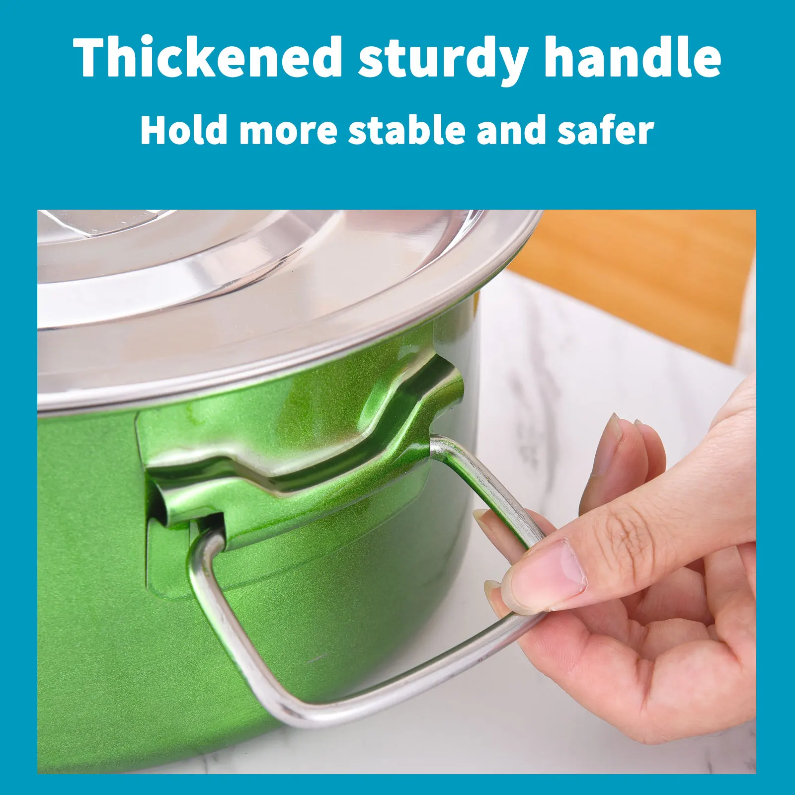 Высококачественные антипригарные металлические кастрюли для посуды, 5 шт., набор кастрюль из нержавеющей стали для полировки краски с ручкой