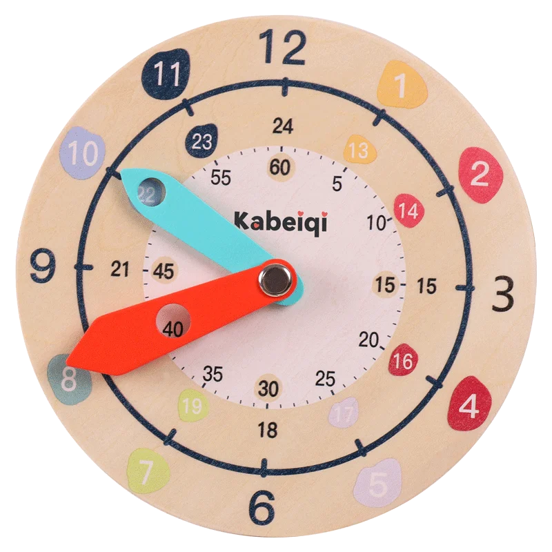 Baby Newest Kids Wooden Colorful Clock Toy Time Learning Board Preschool Educational Toys