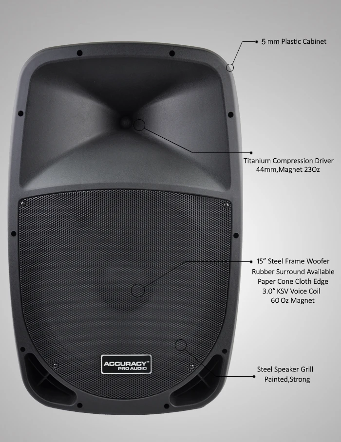 Accuracy Pro Audio PMK15 15-Inch 350W Best Plastic Passive Speakers for Indoor/Outdoor DJ Use