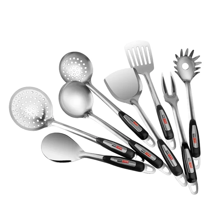2023 Hot Selling Durable Cookware Silverware Plastic Handle Rice Spoon Kitchenware Set