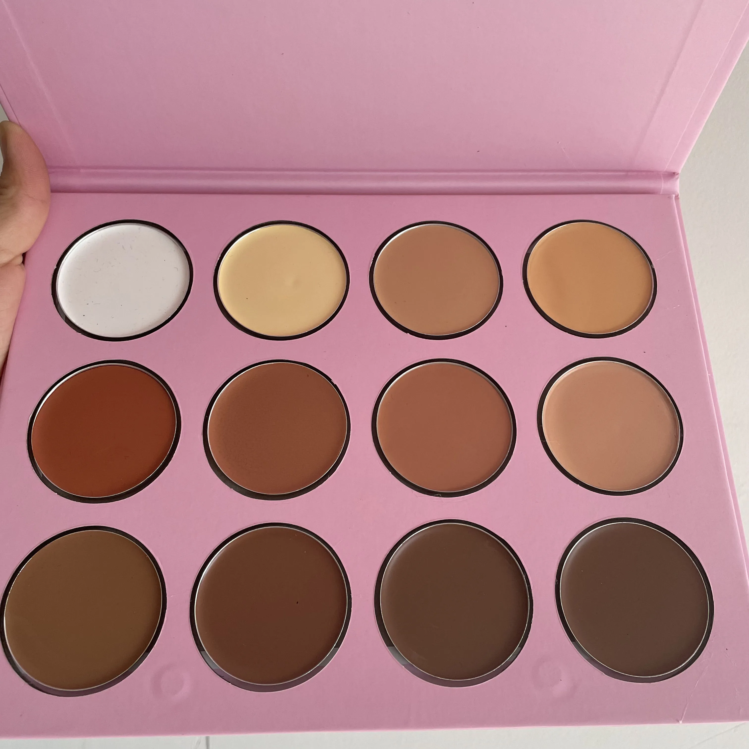 12 Colors Private Label Cream Foundation Contour Face Pressed Powder Palette for All Skin