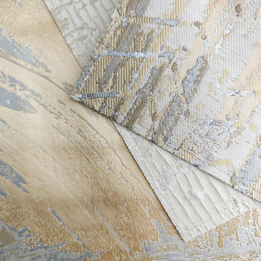 Luxury Jacquard Embroidered Curtain Fabric Best Blackout Fire Retardant Plain Yarn Dyed Living Room Sun Block Wholesale China