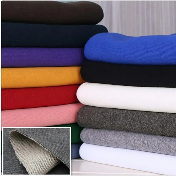 Soft touching 100% cotton knitted 320gsm french terry brushed fleece fabric for hoodies