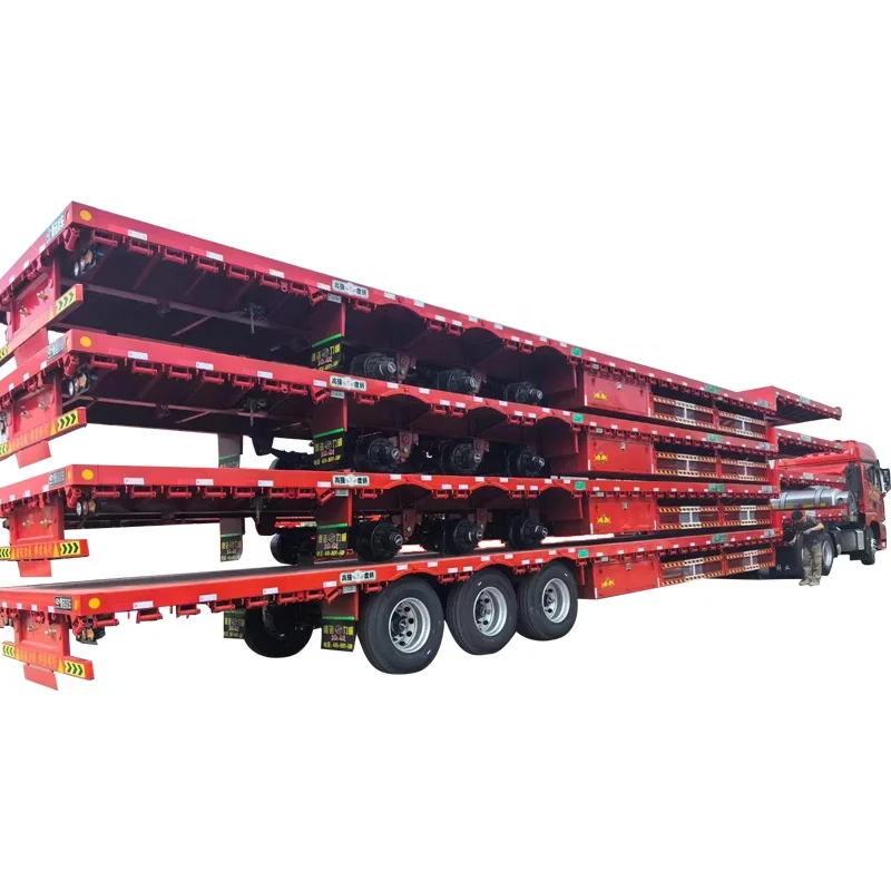 Low flatbed trailer Agricultural trailers customizable carrier semi-trailer steel trucks to transport standard 28 tons