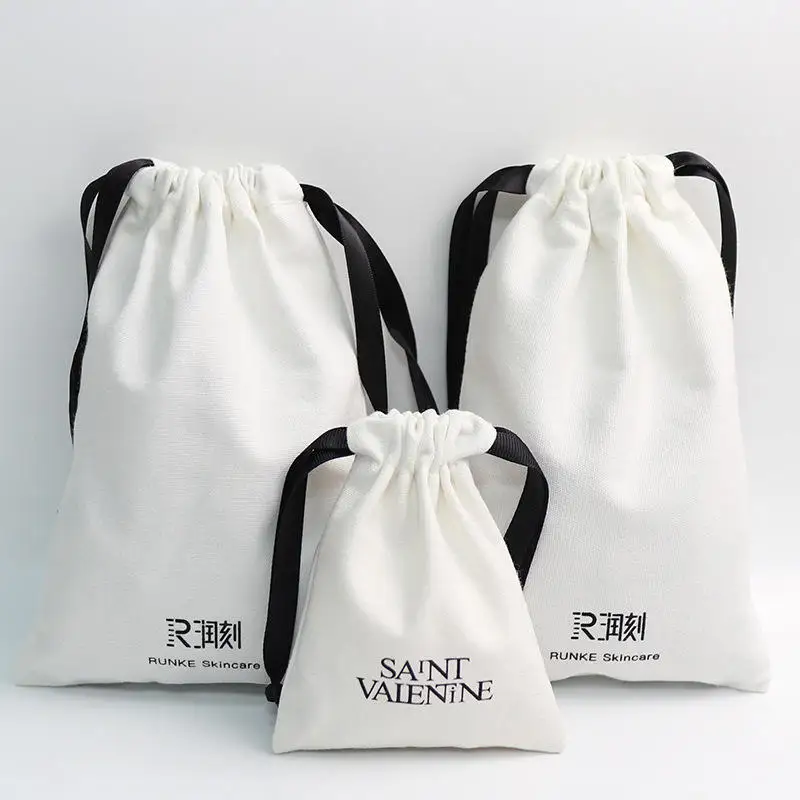 Wholesale Promotional Eco Friendly Dust Storage Custom Logo Printed Gift Soap Pouch Linen Candle Canvas Cotton Drawstring Bag