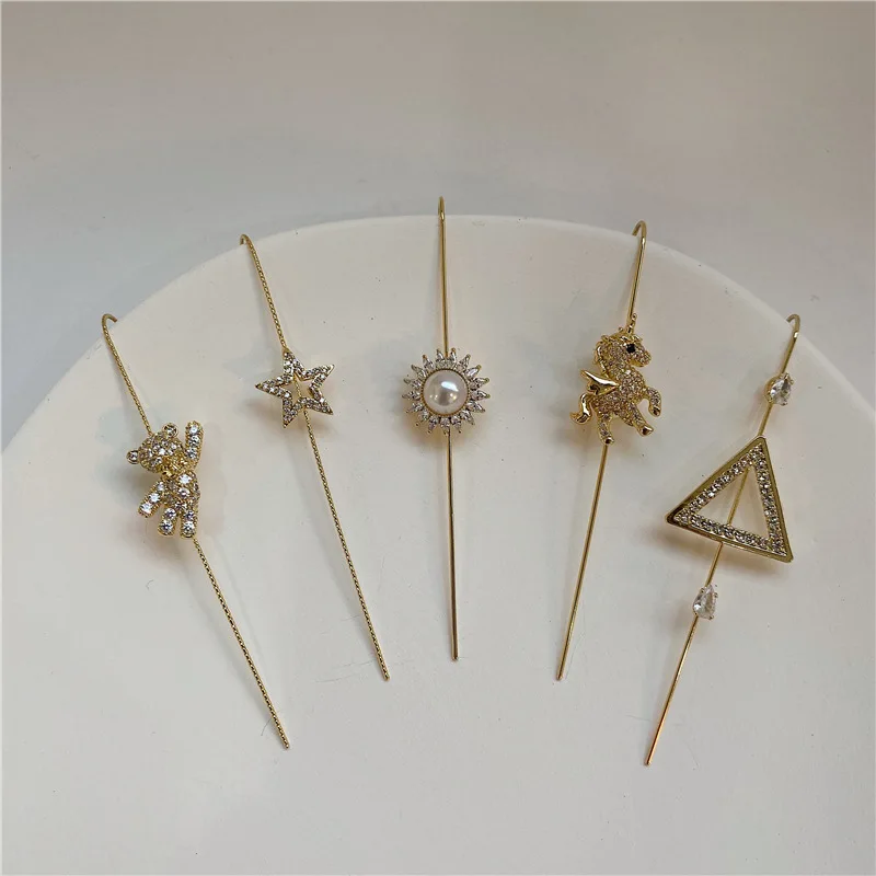  Luxury Micro-inlaid Zircon Butterfly Clip Earrings For Women Exquisite Gifts Long Ear Wrap Crawler