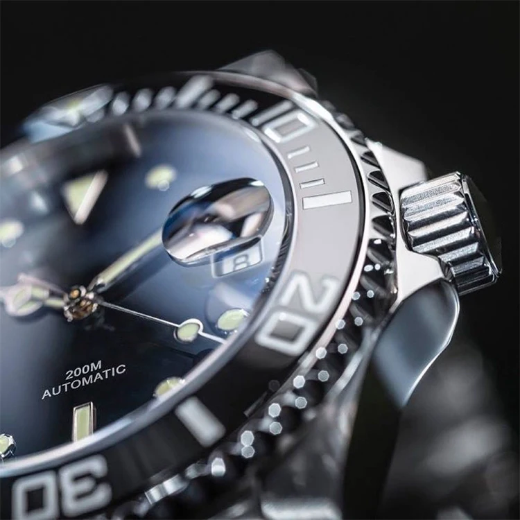  Оригинальные Водонепроницаемые деловые автоматические мужские часы из нержавеющей стали для дайвинга роскошные брендовые светящиеся высокого качества с чехлом