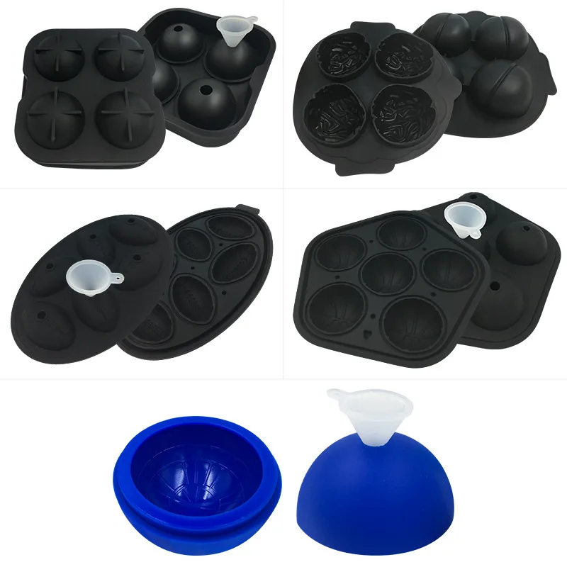 Creative basketball shaped ice cube self-made ice box 4 hockey silicone mold