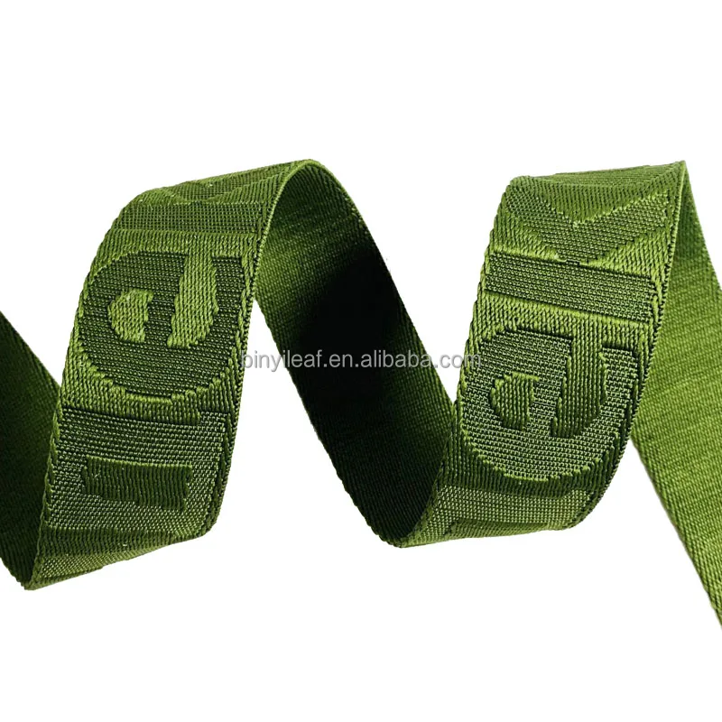 Factory Custom 38MM Embossed Woven Logo Recycled Polyester Webbing Tape Bag Strap Jacquard Durable Nylon Webbing For Shoes