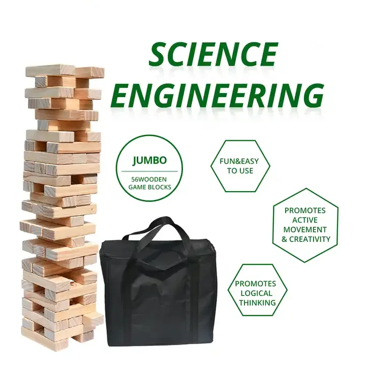 Custom Giant Janga Wood Blocks Game Set Jumbo Classic Wooden Tower Game De Madera Outdoor for Adults in Box Unisex Wood Bricks