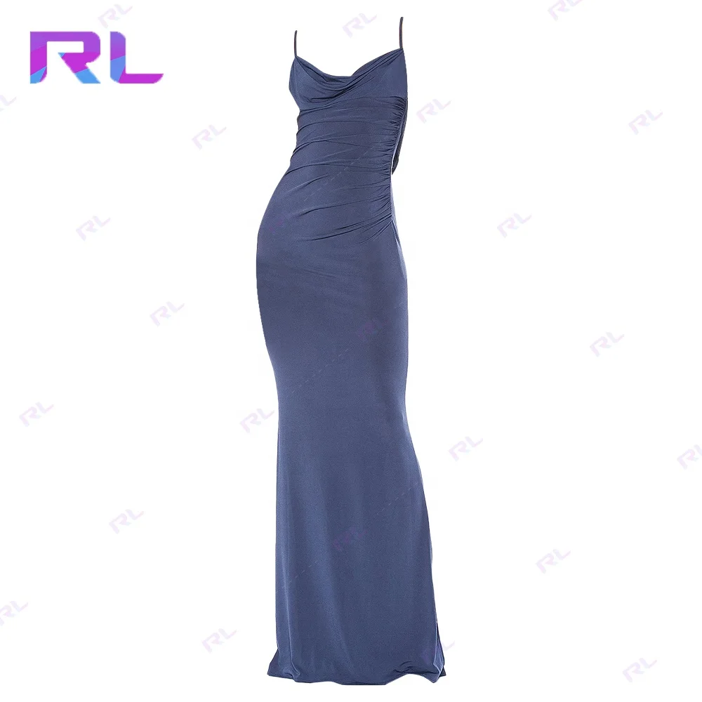 High Street Elegant Backless Maxi Slip Back Corss Strap Long Dress High Slit Open Leg Evening Satin Dresses