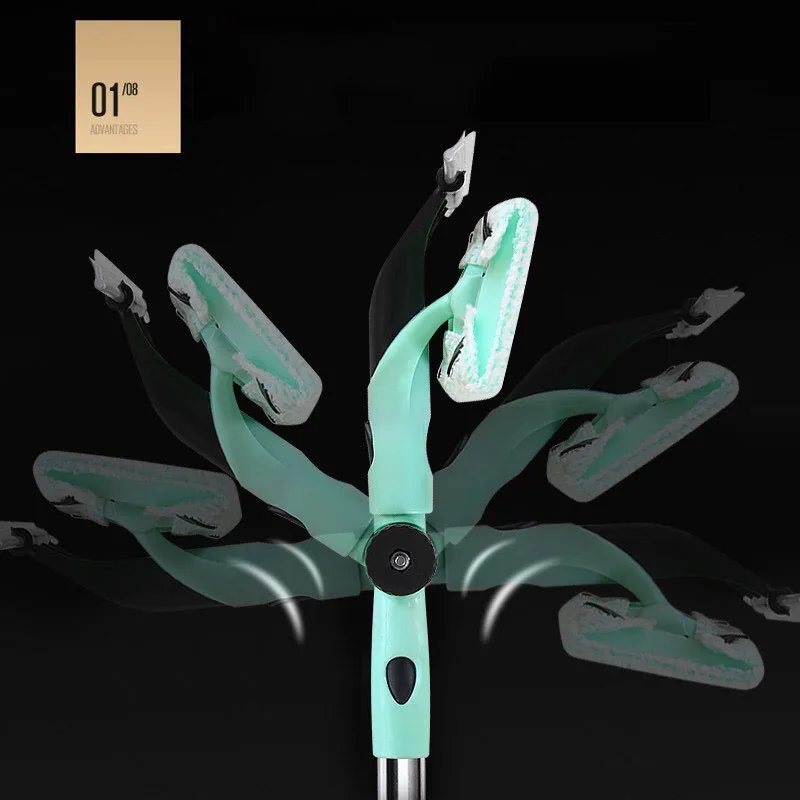 Multifunction Home Double-sided Double Layer Spin Telescopic Rod Glass Window Floor Plastic Wiper Squeegee