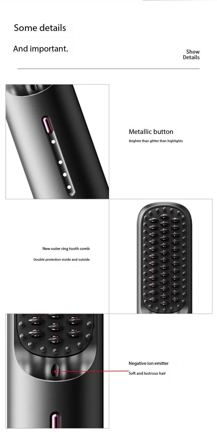 USB Charged Battery Portable Negative Ion Hair Curler Straightener Brush Comb Personal Beauty Styler Hair Curing