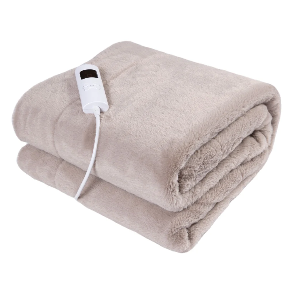 Super soft  Faux Fur Heated Throw with 6 Setting 3 Hours  Timer