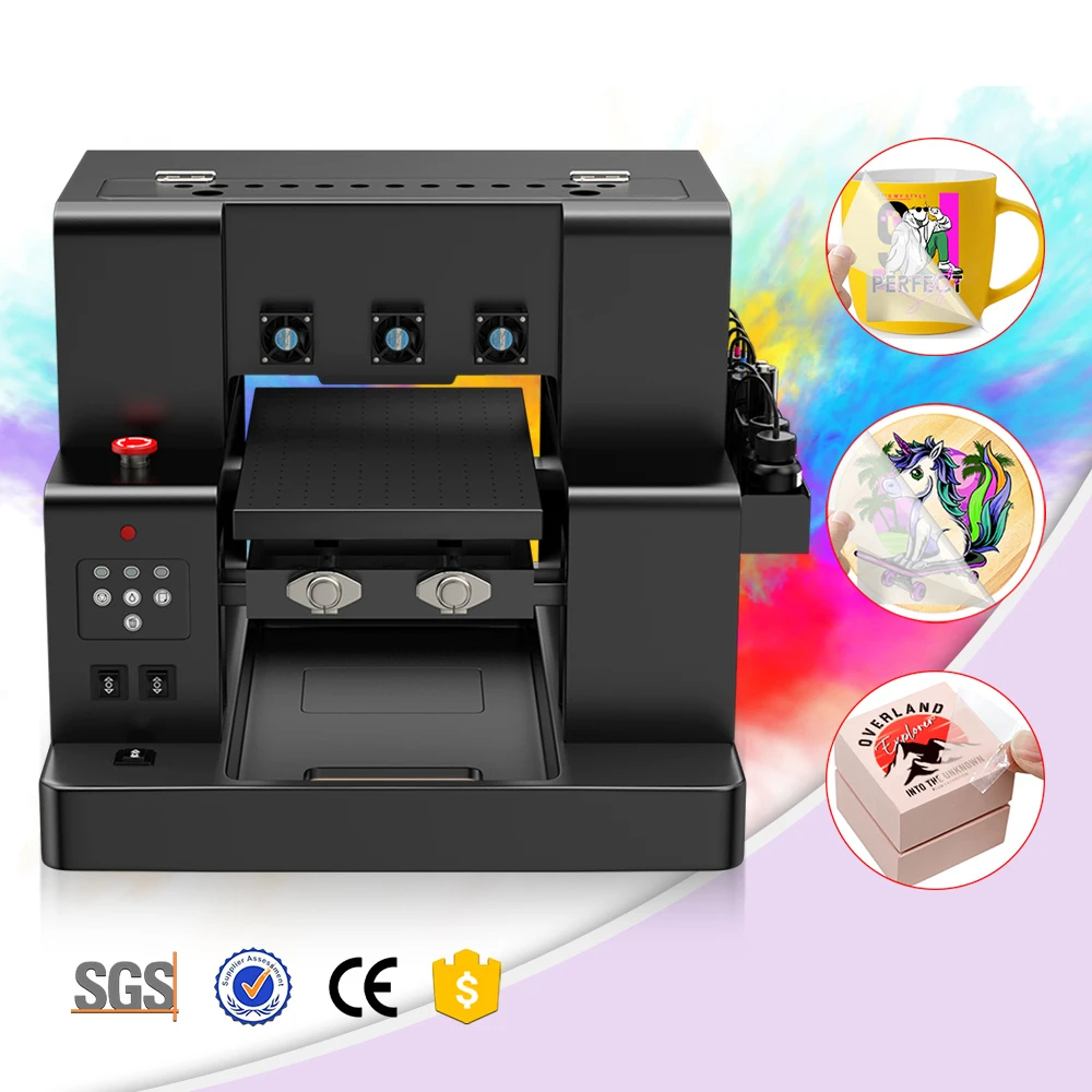 Full Automatic UV Printer A4 Multifunction A4 UV Printer 6 Color for Phone case/cover Glass Print