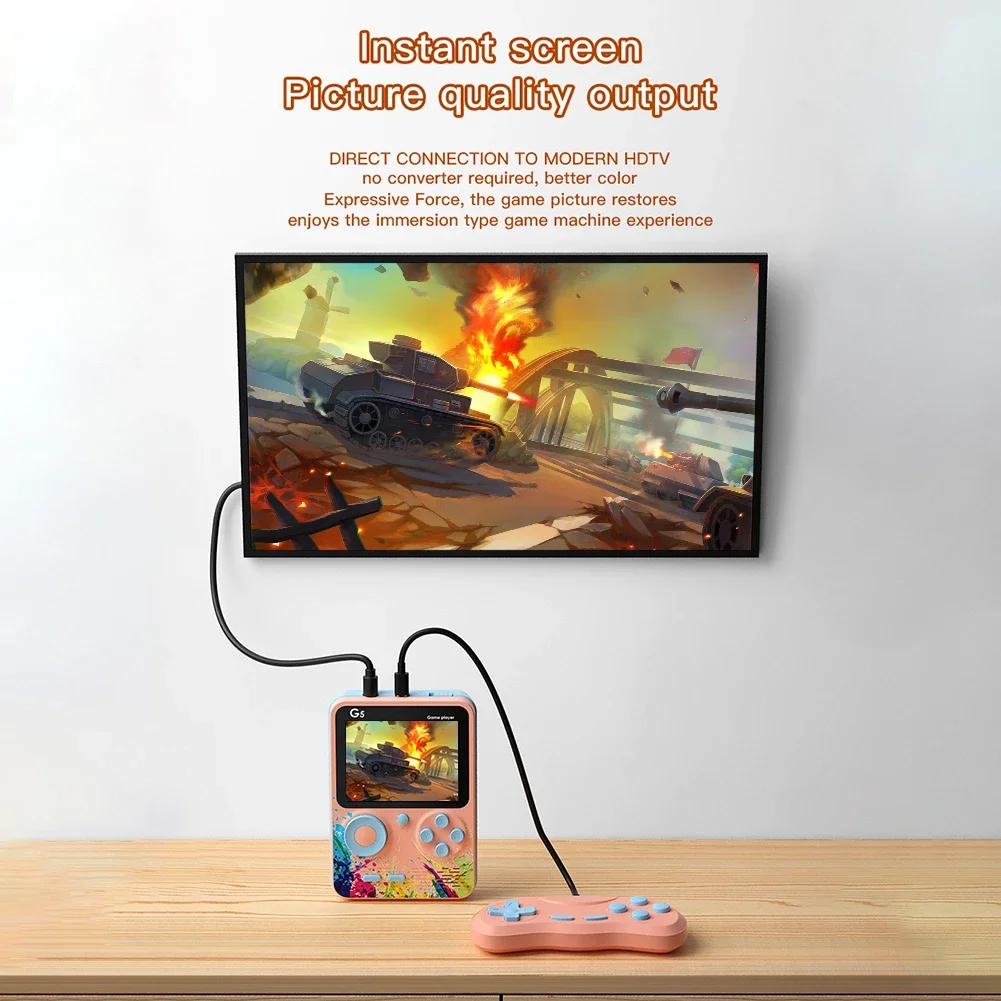 HD Mini Retro Handheld TV Video Game Console G5 Portable 3.0 Inch Large Screen Pocket Gaming Players Built-in 500 Classic