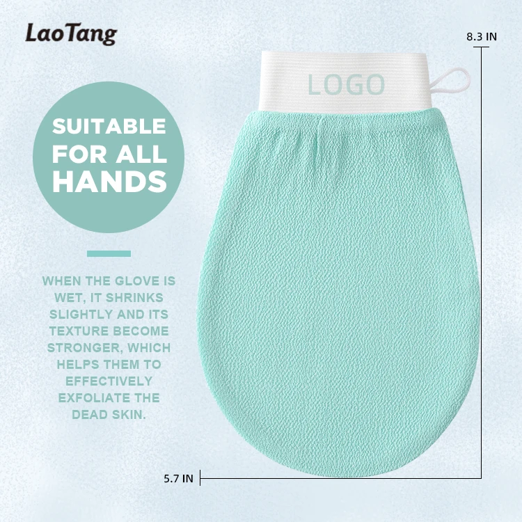 Customize Logo and Package Korean Style Natural Viscose Exfoliating Glove Body Bath Mitt Kessa Hammam Glove