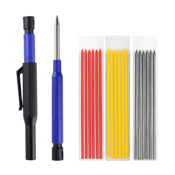 Deep Hole Woodworking Construction Pencil Mechanical Carpenter Pencils with 2.8mm Refills Replacement
