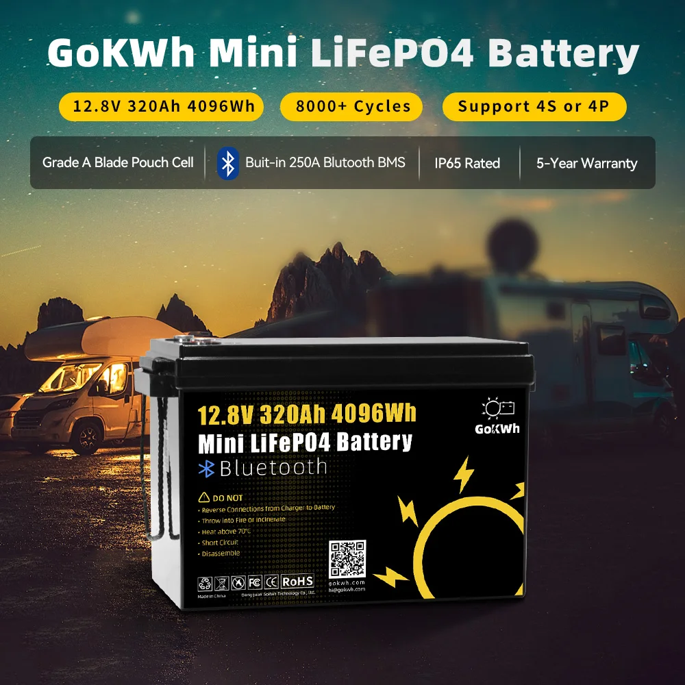 Синий зуб 320Ah 280Ah 200Ah 100Ah 12V 24V LiFePO4 солнечная батарея LFP для внутреннего и наружного хранения энергии