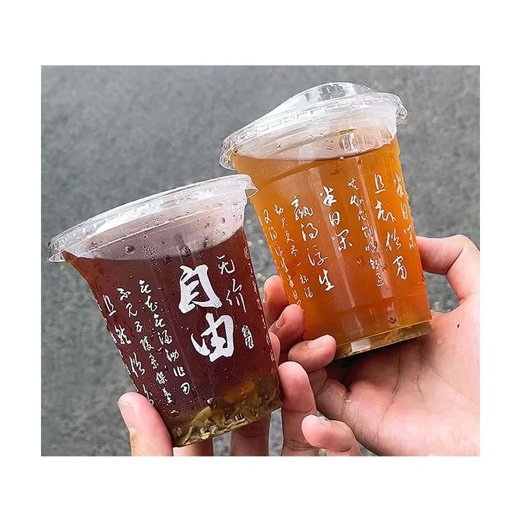 16oz 20oz 24oz 26oz 28oz 32oz Disposable Plastic Juice PET Cup Cold Drink Plastic Bubble Tea Cup