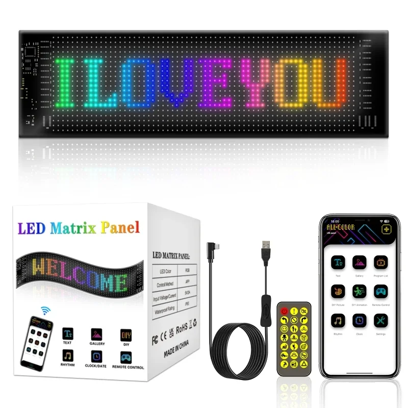 Светодиодная матричная панель пикселей USB 5 В гибкий адресный RGB шаблон граффити прокрутка текстовая анимация дисплей магазин автомобилей популярное приложение