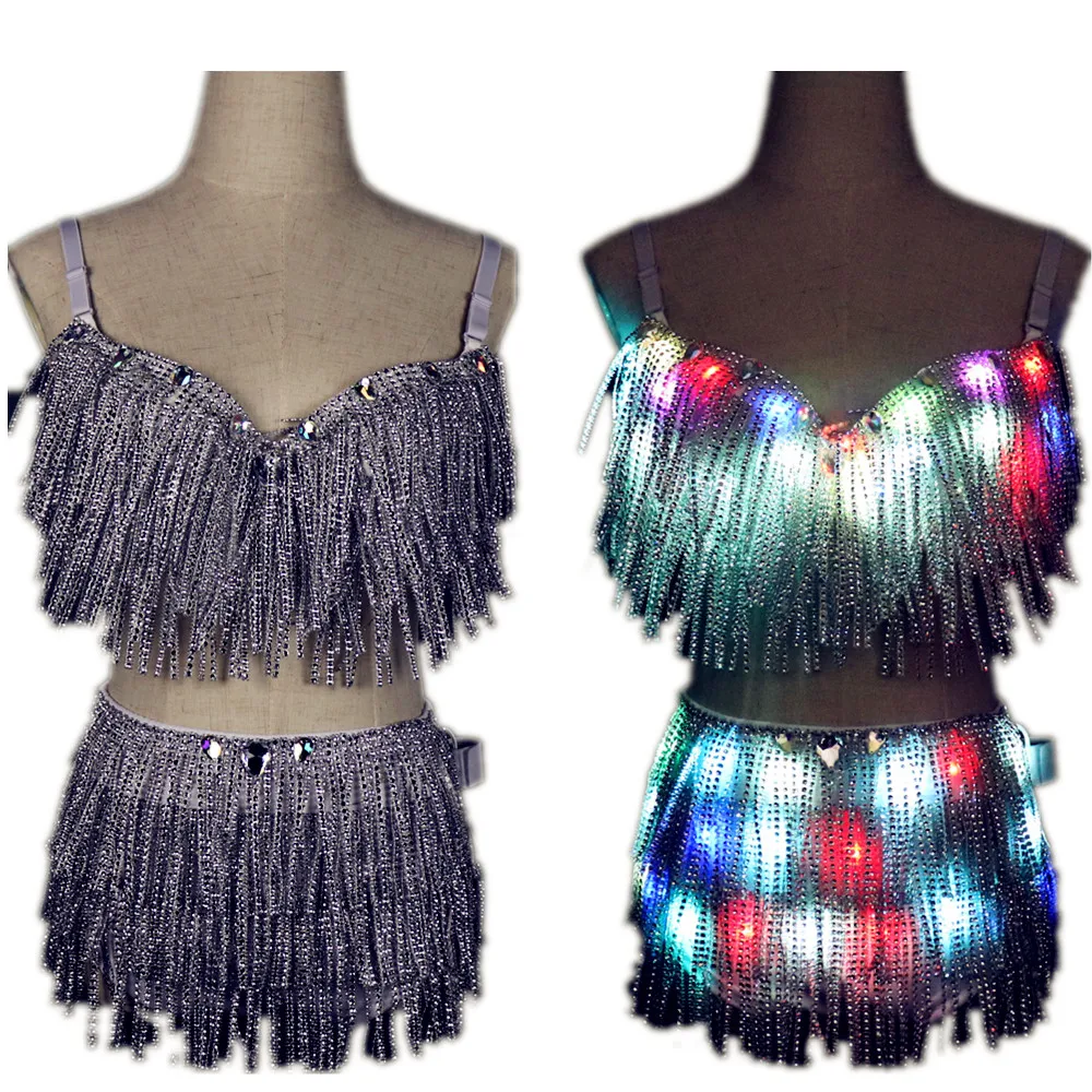 LED Clothes Luminous Costume Ladies Bra luminous Shorts LED Ballet Costume Party Suits el product