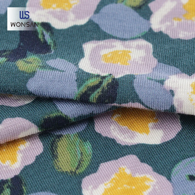 China High Quality Lyocell Spandex Garment Loungewear Cloth Flowers Printed Jersey Knitted Fabric