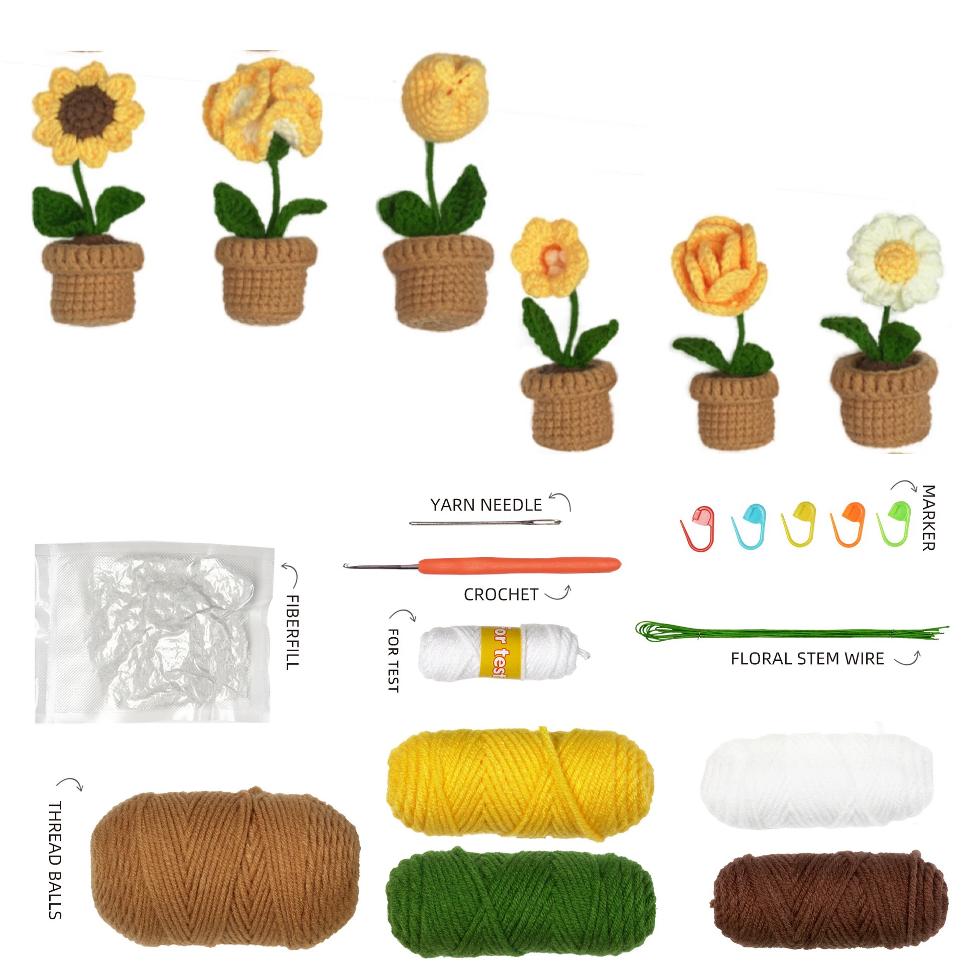 Needle Creations Crochet Kit Plant Diy Beginners Full Needlework Crochet Starter Kit For Beginners