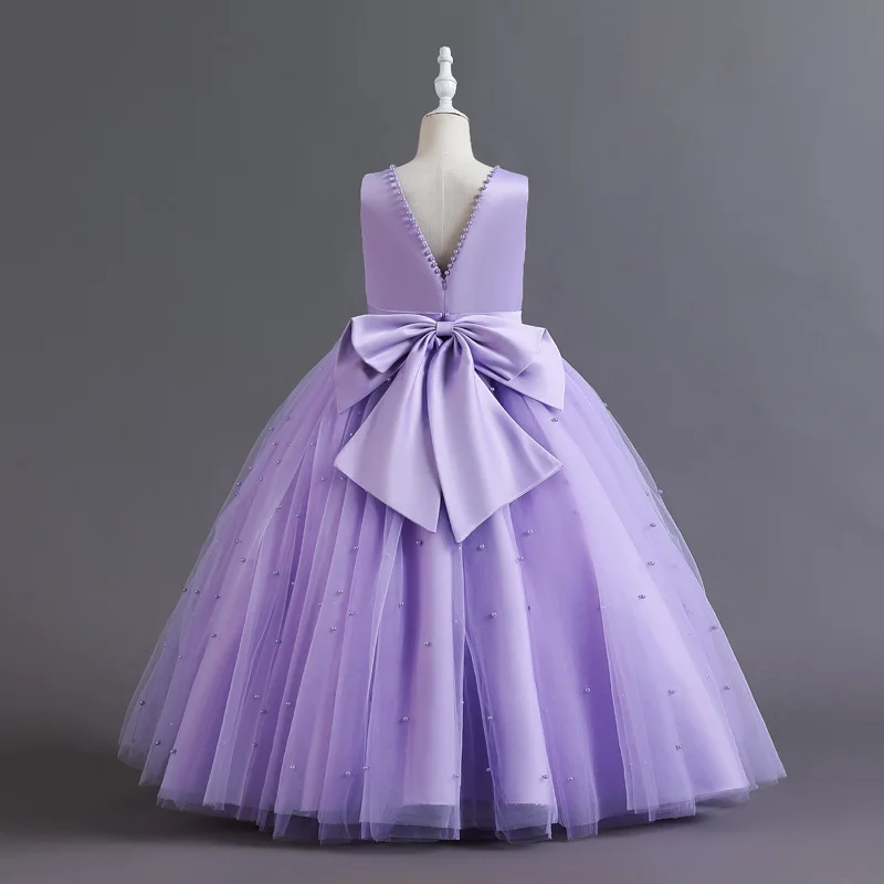 New  Collection Purple Sequined 12 year old Flower Girl Princess Dress Evening Gown Girls Wedding  Maxi Dress