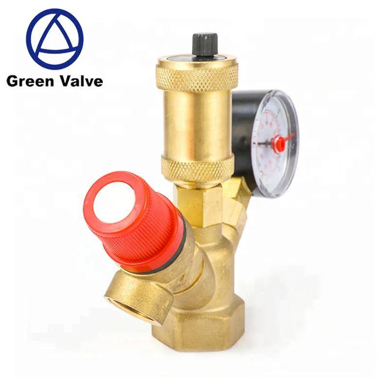 High Quality Brass Safety Valve Manometer Wholesale Green Valve Boiler Parts Manual Control High Temperature Water General