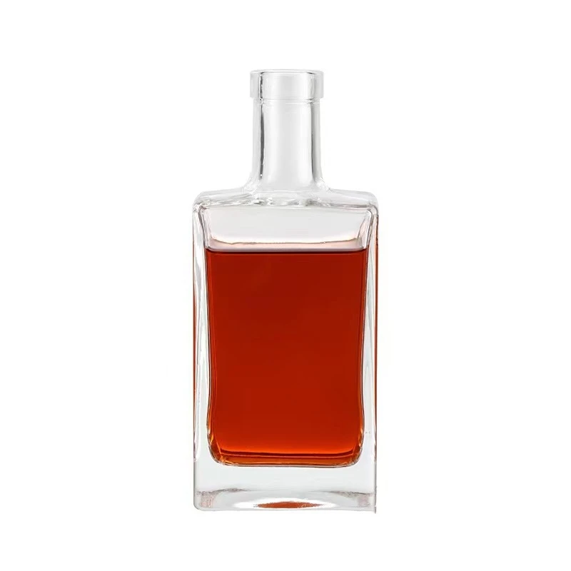 Custom labels branding square 500ml 750ml spirit glass bottle vodka liquor packaging for whiskey rum gin with cork