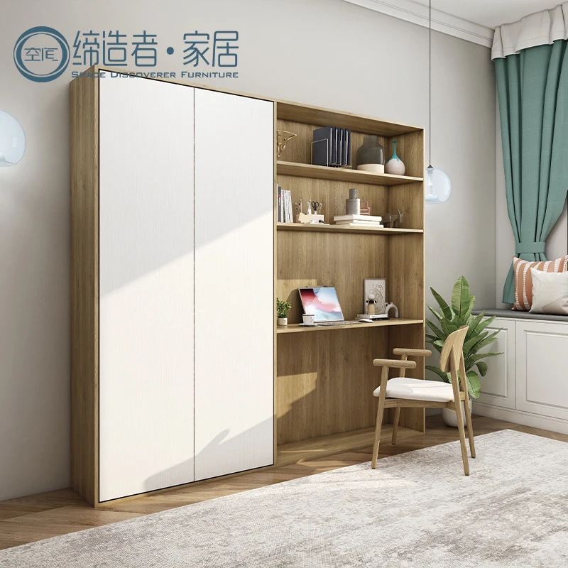 Customized Hidden In Cabinet Wardrobe Modern Style MDF Board Easy Install King Size Easy Carry Vertical Folding Bed Foldable