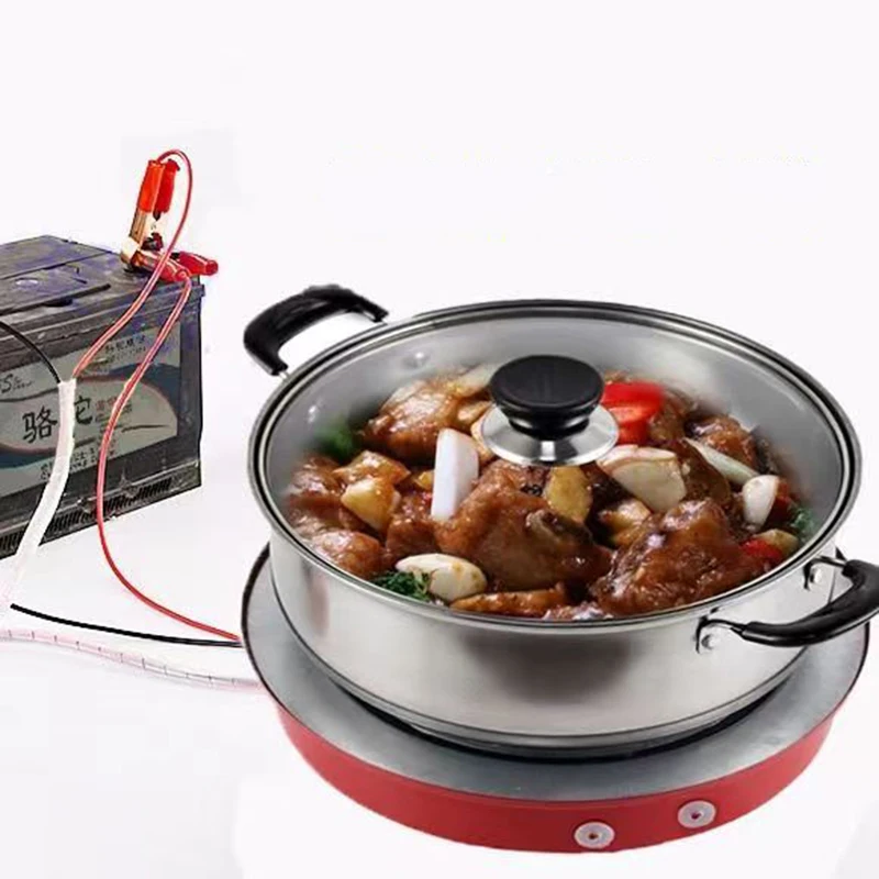 12/24V Car Truck Hot Cooker Plate Electric Heater Stove Multifunction Heater Heating Furnace Kitchen Rice Cooker Cooktop