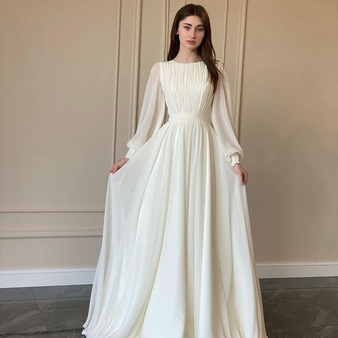 Elegant Long Sleeve White Maxi Dresses Women Evening Party Outfit Spring Fashion Strapless Backless Floor-Length Dress