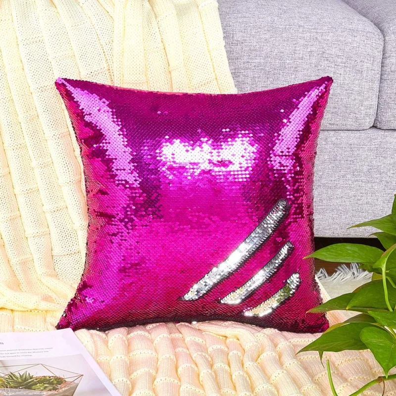 Glitter Reversible Flip Sequins Pillow Cover Magic Mermaid Fish Pillowcase Parkly Fun Shines Throw Cushion Cover