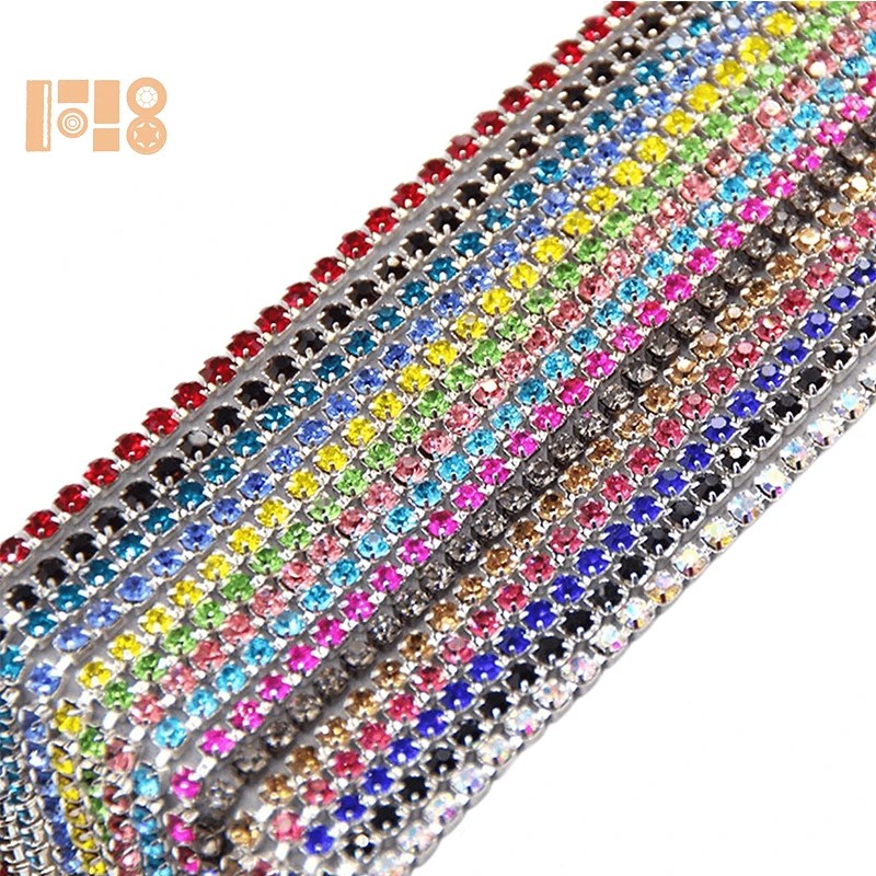 Silver Crystal Claw Chain 3MM Rhinestone Cup Chain Rhinestone Diamond Chain Trimming