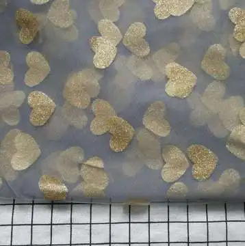 HG0314 2021 Girls Skirt Shiny Nylon 3.5CM Big Love Print Glitter glitter tulle fabric