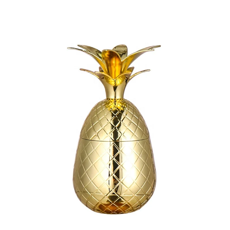 Wholesale Pineapple Cup Creative 304 Stainless Steel Cocktail Glass 500ml Metal Cup for Bar