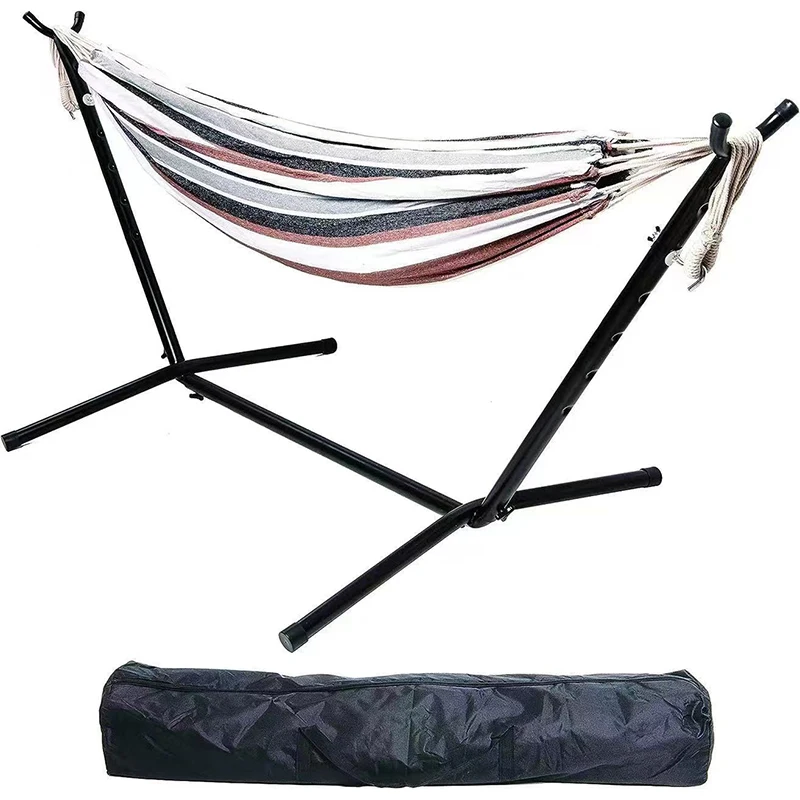 Wholesale  Portable outdoor Hammock Folding Double Hanging Nylon Swing Outdoor Camping Beach Garden Hammocks with stand