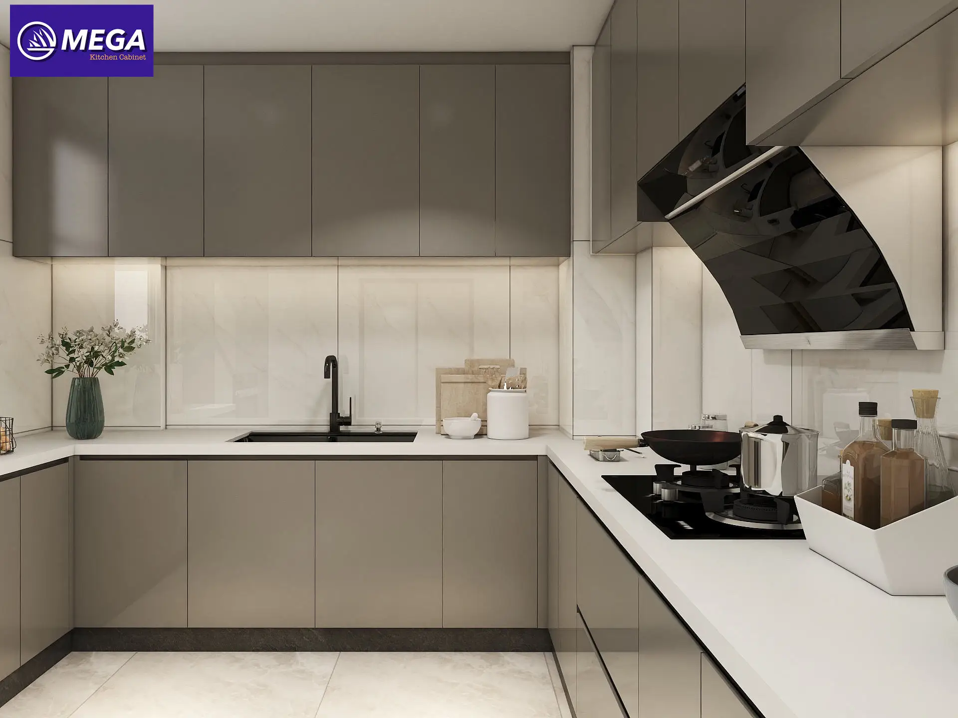 Factory Custom  Wood Kitchen Cabinet Top Quality modern design Large space U shape Lacquer kitchen cabinet armario de cozinha